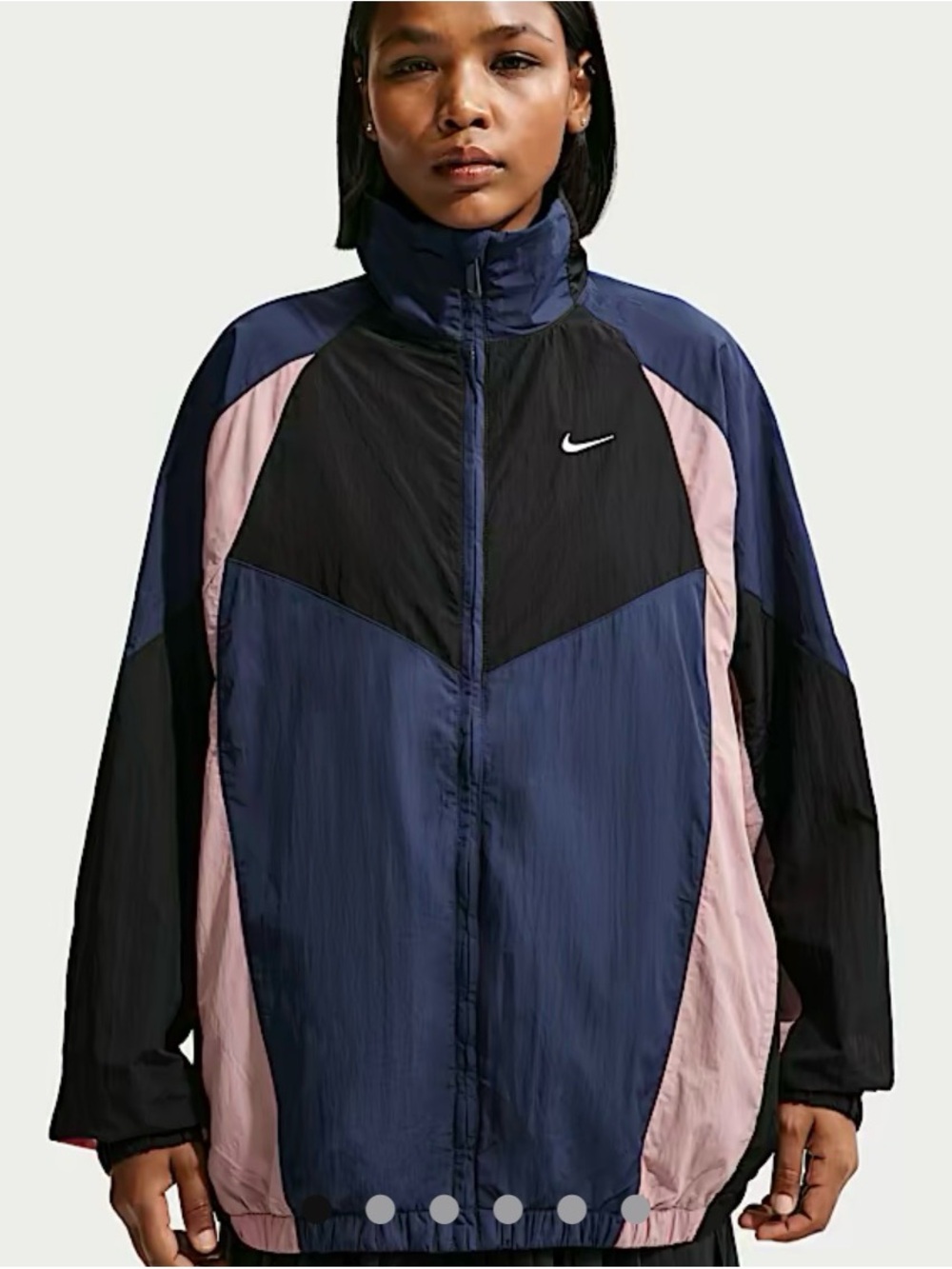 Nike Women's Navy, Black & Light Pink Retro Bomber Jacket